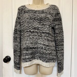 Banana Republic Black & Cream Marled Alpaca Wool Sweater Cozy Knit Size M
